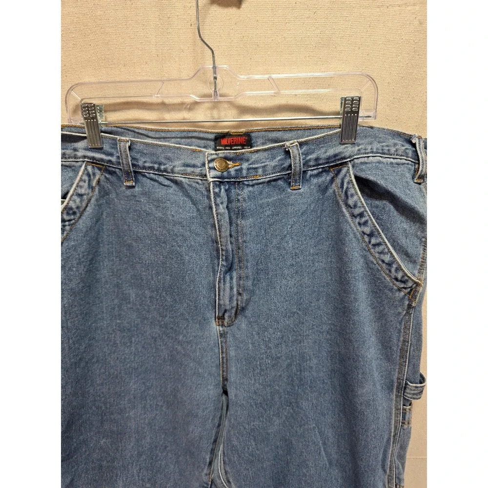 Wolverine Mens Carpenter Jeans 42x30 Blue Denim Workwear Hammer Loop Pants
